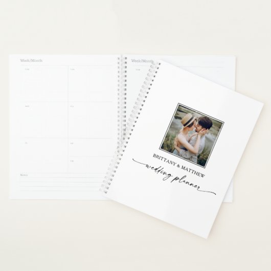 Moderne minimalistische kalligrafie Inkt Photo Wed Planner (Display)