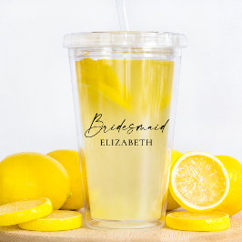 Moderne minimalistische kalligrafie-inktbridesmaïd acryl drinkbeker