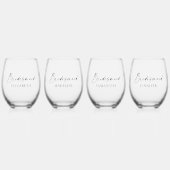 Moderne minimalistische kalligrafie-inktbridesmaïd wijnglas zonder voet (Voorkant)