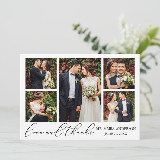 Moderne minimalistische kalligrafie liefde bruilof bedankkaart (Staand voorkant)