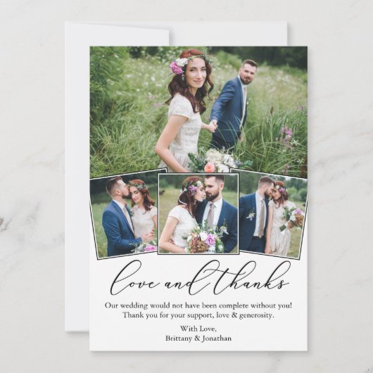 Moderne minimalistische kalligrafie liefde bruilof bedankkaart (Voorkant)