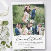 Moderne minimalistische kalligrafie liefde bruilof bedankkaart