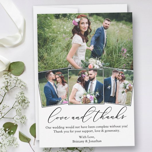 Moderne minimalistische kalligrafie liefde bruilof bedankkaart