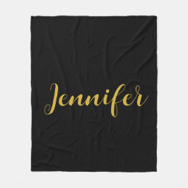 Moderne minimalistische kalligrafie naam zwart gou fleece deken