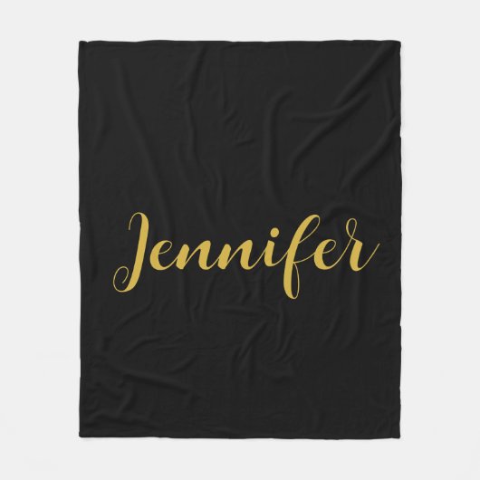 Moderne minimalistische kalligrafie naam zwart gou fleece deken (Voorkant)
