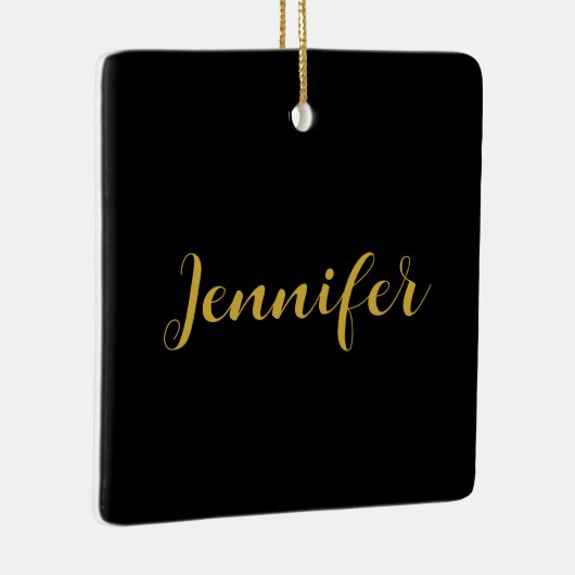 Moderne minimalistische kalligrafie naam zwart gou keramisch ornament (Rechts)
