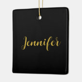 Moderne minimalistische kalligrafie naam zwart gou keramisch ornament (Links)