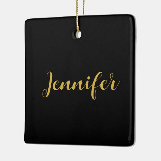 Moderne minimalistische kalligrafie naam zwart gou keramisch ornament (Links)