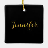 Moderne minimalistische kalligrafie naam zwart gou keramisch ornament (Voorkant)