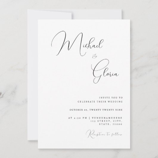 Moderne Minimalistische Kalligrafie QR Code RSVP B Kaart (Voorkant)