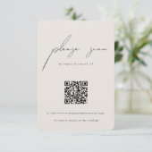 Moderne minimalistische kalligrafie QR Code Wedden RSVP Kaartje (Staand voorkant)