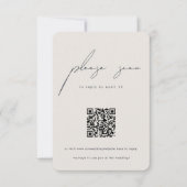 Moderne minimalistische kalligrafie QR Code Wedden RSVP Kaartje (Voorkant)