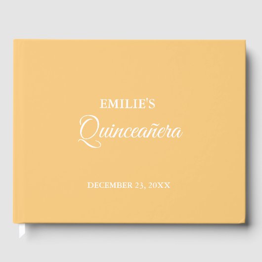 Moderne minimalistische kalligrafie Quinceanera Gastenboek (Voorkant)