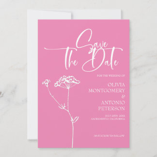 Moderne minimalistische kalligrafie roze bruiloft save the date