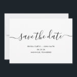 Moderne minimalistische kalligrafie save the date<br><div class="desc">Een moderne maar casual bruiloft bewaart de datum nodigt in een zwarte kalligrafische en sans serif doopvont uit. Je kunt je foto achteraan plaatsen.</div>