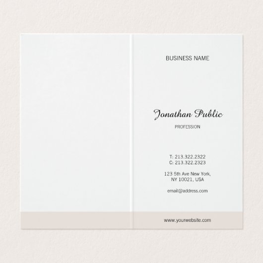 Moderne minimalistische kalligrafie script eenvoud visitekaartje (Binnenkant ongevouwen)