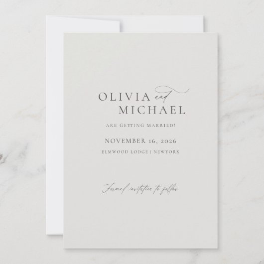 Moderne minimalistische kalligrafie Script foto Save The Date (Achterkant)