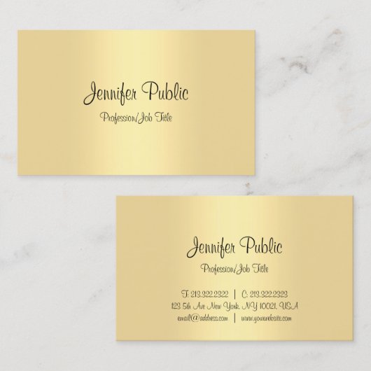 Moderne minimalistische kalligrafie script gouden  visitekaartje (Voorkant / Achterkant)