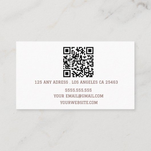 Moderne Minimalistische Kalligrafie Script QR-code Visitekaartje (Achterkant)