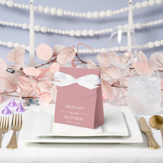 Moderne minimalistische kalligrafie stoffige Roos  Bedankdoosjes (Huwelijk)