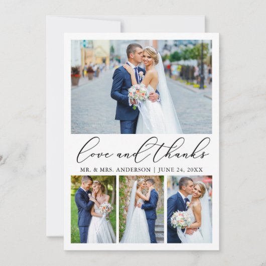 Moderne minimalistische kalligrafie Weddenschap 4  Bedankkaart (Voorkant)