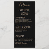 Moderne minimalistische kalligrafie zwart bruiloft menu (Voorkant)