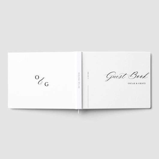Moderne minimalistische kalligrafie zwart wit brui gastenboek (Volledig)