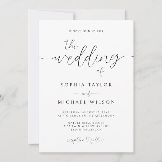 Moderne minimalistische kalligrafie zwart wit brui kaart (Voorkant)