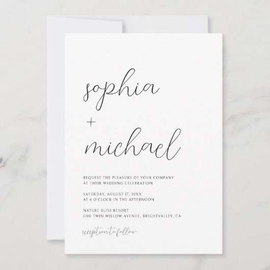 Moderne minimalistische kalligrafie zwart wit brui kaart (Voorkant)