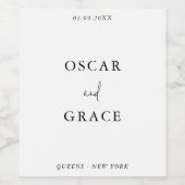 Moderne minimalistische kalligrafie zwart wit brui wijn etiket (Enkel label)