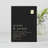 Moderne minimalistische kalligrafie zwarte bruilof kaart (Staand voorkant)