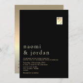 Moderne minimalistische kalligrafie zwarte bruilof kaart (Voorkant / Achterkant)