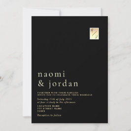 Moderne minimalistische kalligrafie zwarte bruilof kaart