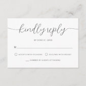 Moderne Minimalistische Kalligrafie Zwarte Witte B RSVP Kaartje (Voorkant)