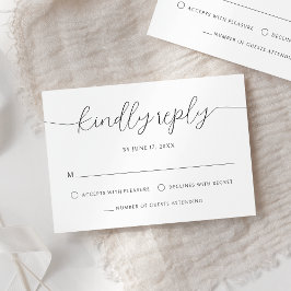 Moderne Minimalistische Kalligrafie Zwarte Witte B RSVP Kaartje