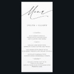 Moderne minimalistische kalligrafiescript menu<br><div class="desc">Zet de toon voor uw huwelijksfeest met deze Modern Minimalist Calligraphy Script Wedding Menu Kaarten. Deze klassieke menu's hebben een prachtig kalligrafiescript en een strakke lay-out,  waardoor ze de perfecte aanvulling zijn op uw trouwreceptie,  repetitiediner of vrijgezellenfeest.</div>