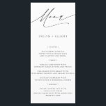 Moderne minimalistische kalligrafiescript menu<br><div class="desc">Zet de toon voor uw huwelijksfeest met deze Modern Minimalist Calligraphy Script Wedding Menu Kaarten. Deze klassieke menu's hebben een prachtig kalligrafiescript en een strakke lay-out,  waardoor ze de perfecte aanvulling zijn op uw trouwreceptie,  repetitiediner of vrijgezellenfeest.</div>