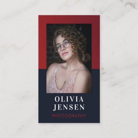 Moderne, minimalistische kalligrafiesfotografie visitekaartje (Voorkant)