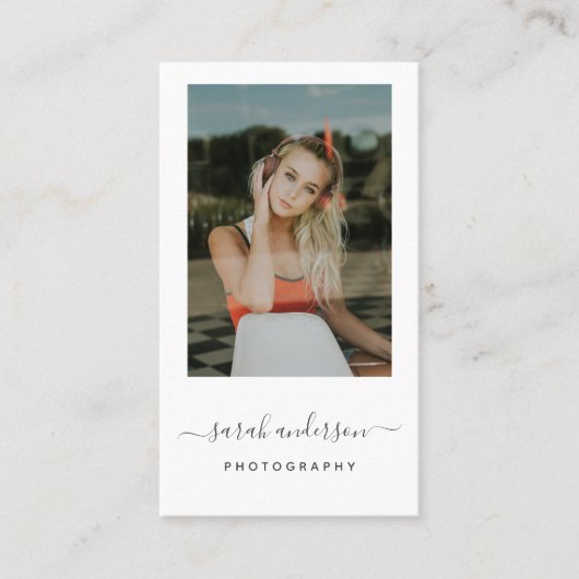 Moderne, minimalistische kalligrafiesfotografie visitekaartje (Voorkant)