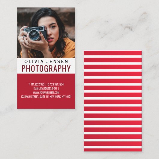 Moderne, minimalistische kalligrafiesfotografie visitekaartje (Voorkant / Achterkant)