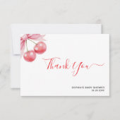 Moderne Minimalistische Kers Baby Shower Bedankkaart (Voorkant)