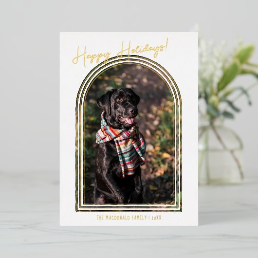 Moderne minimalistische kerst | 5 Lijst fotografie Folie Feestdagenkaart (Staand Voorkant)