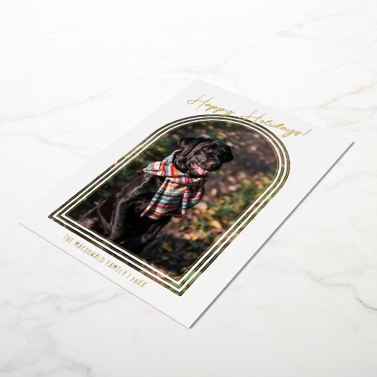 Moderne minimalistische kerst | 5 Lijst fotografie Folie Feestdagenkaart (Gedraaid)