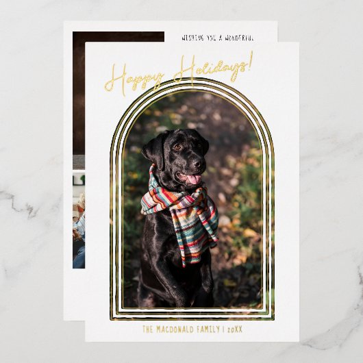 Moderne minimalistische kerst | 5 Lijst fotografie Folie Feestdagenkaart (Voorkant / Achterkant)