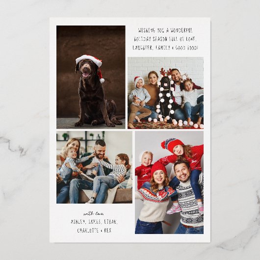 Moderne minimalistische kerst | 5 Lijst fotografie Folie Feestdagenkaart (Achterkant)