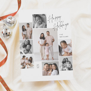 Moderne Minimalistische Kerst Collage van 8 Foto's Feestdagen Kaart