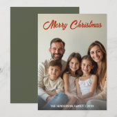 Moderne Minimalistische Kerst Custom Foto Groen Feestdagenkaart (Voorkant / Achterkant)