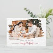 Moderne minimalistische kerst foto Feestdagen Kaart (Staand voorkant)