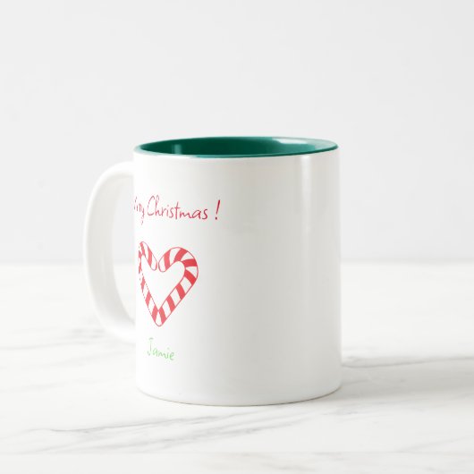 Moderne minimalistische kerst hart Candy Cane Mok (Voorkant links)