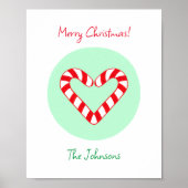 Moderne minimalistische kerst hart snoep riet poster (Voorkant)